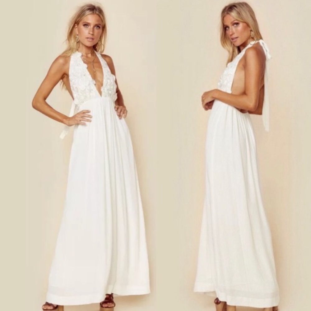 For Love and Lemons Isabella Halter Maxi Dress NWT